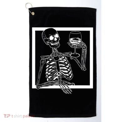 Creepy Skeleton Wine Golf Towel
