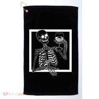 Creepy Skeleton Wine Golf Towel thumb 0
