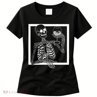 Creepy Skeleton Wine Women's T-Shirt
