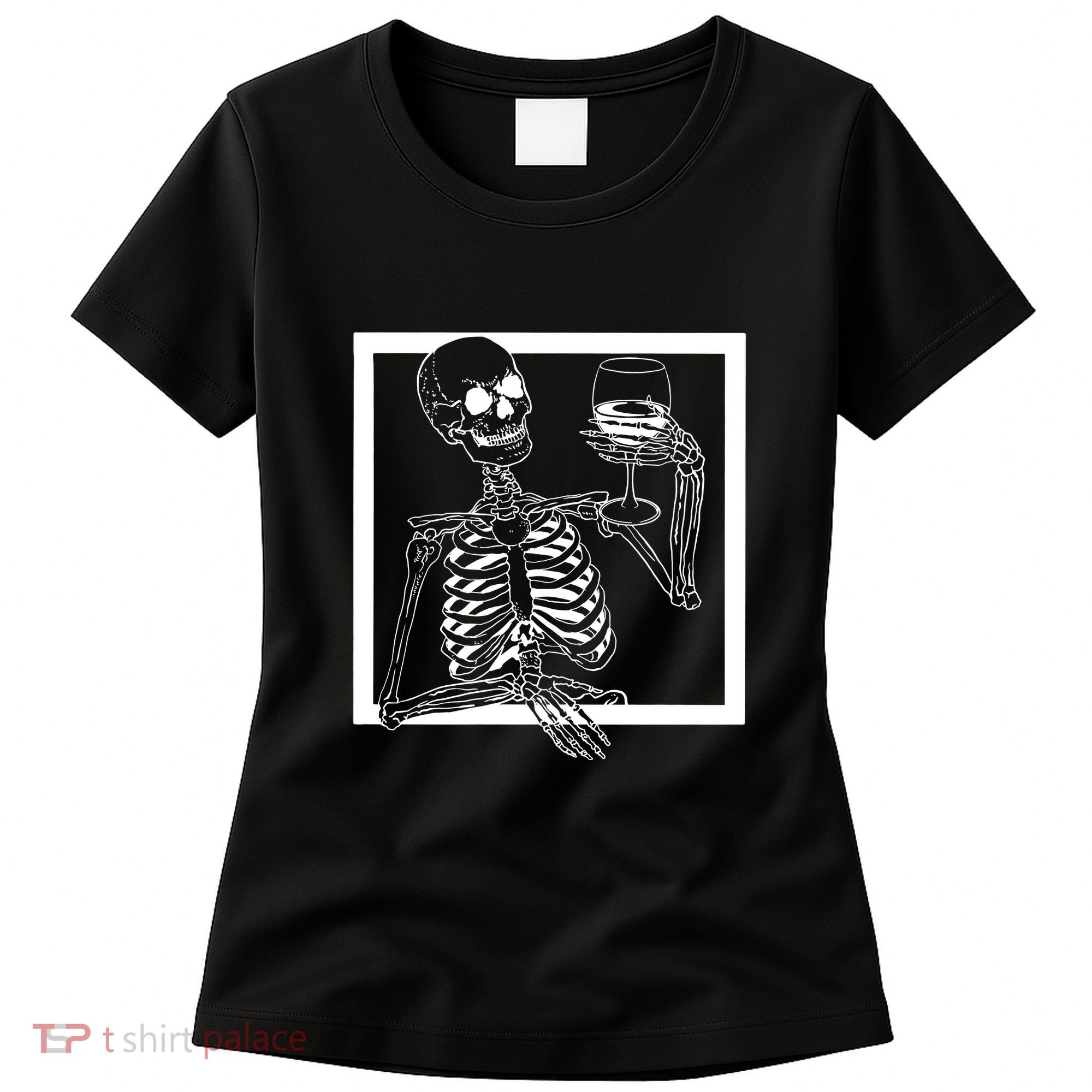 Creepy Skeleton Wine Women's T-Shirt