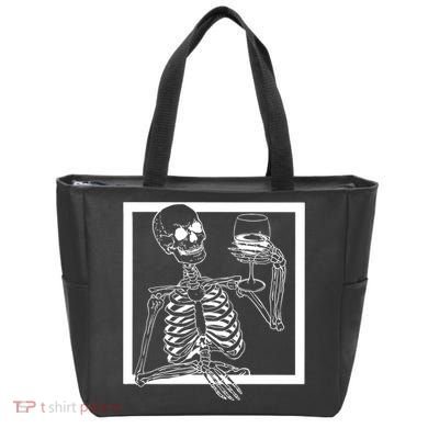 Creepy Skeleton Wine Tote Bag