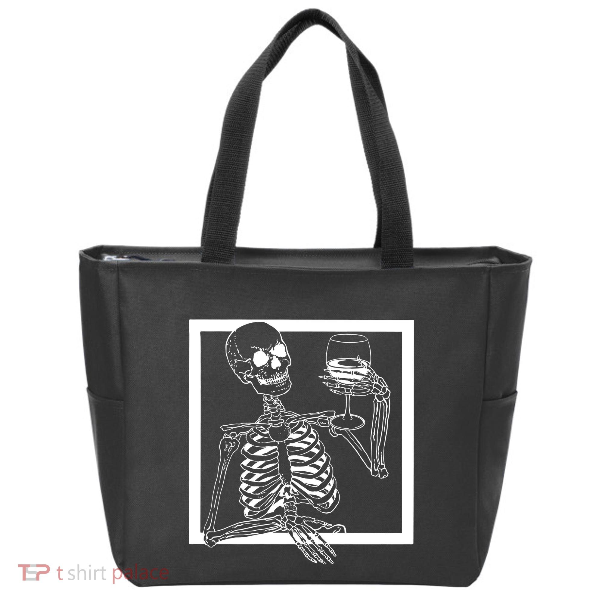 Creepy Skeleton Wine Tote Bag