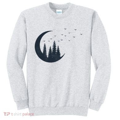 Crescent Moon Flocking Birds Sweatshirt