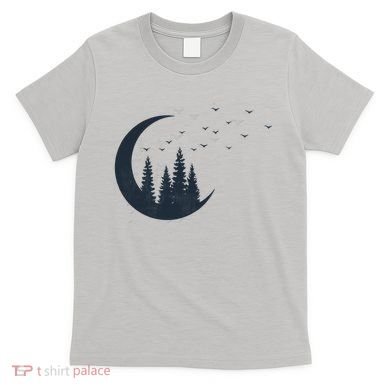 Crescent Moon Flocking Birds T-Shirt
