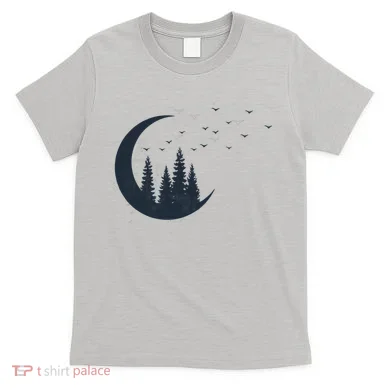 Crescent Moon Flocking Birds T-Shirt