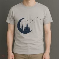 Crescent Moon Flocking Birds T-Shirt thumb 3