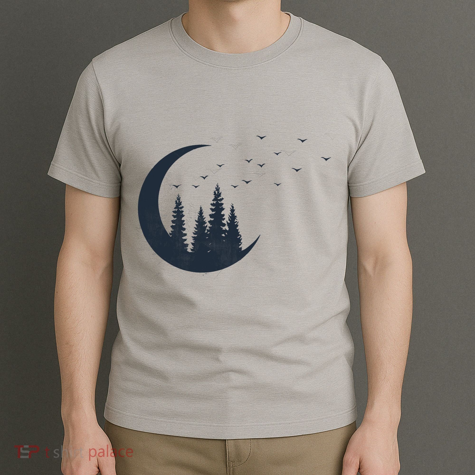 Crescent Moon Flocking Birds T-Shirt