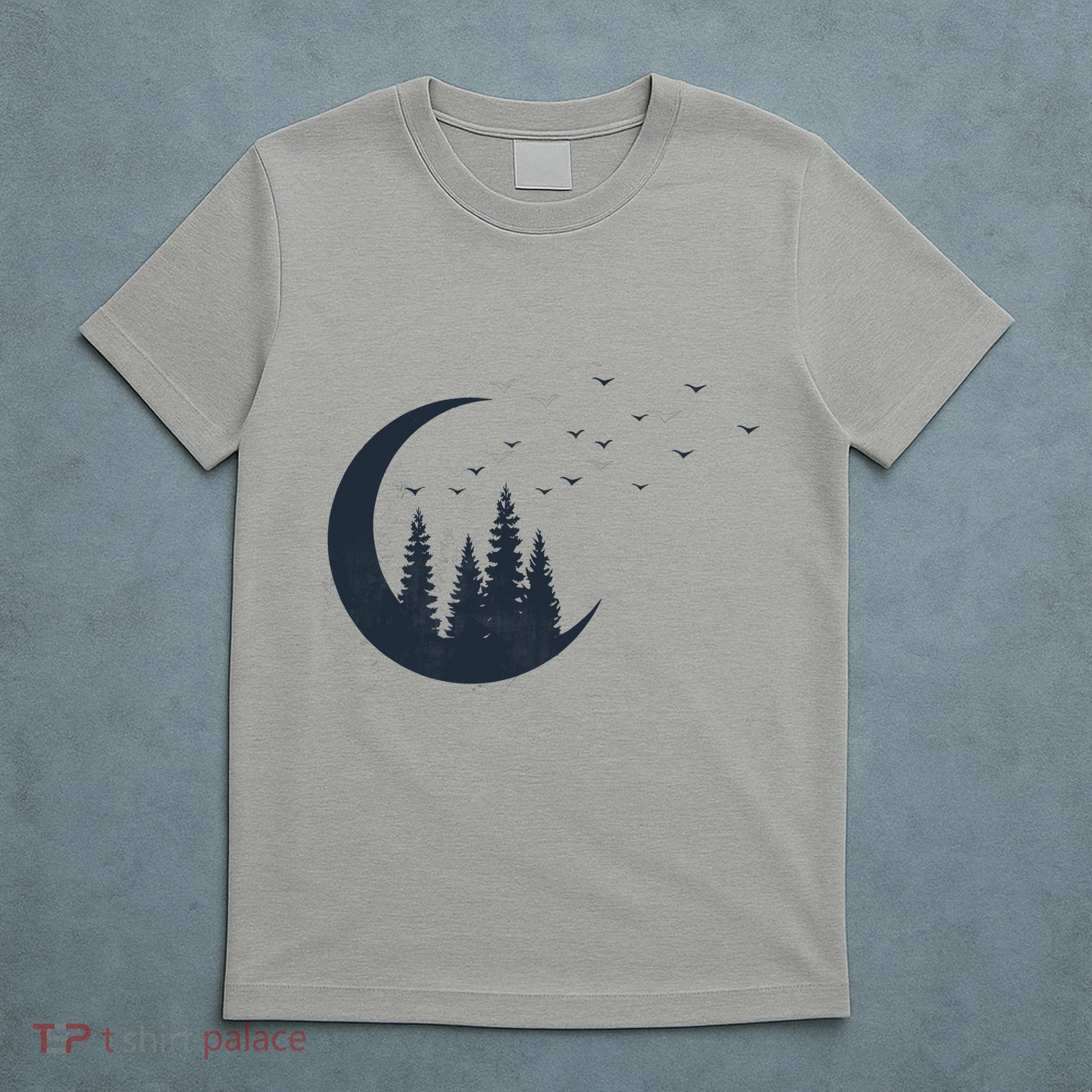 Crescent Moon Flocking Birds T-Shirt