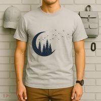 Crescent Moon Flocking Birds T-Shirt thumb 6
