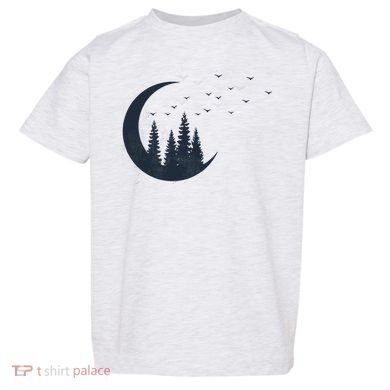 Crescent Moon Flocking Birds Toddler T-Shirt
