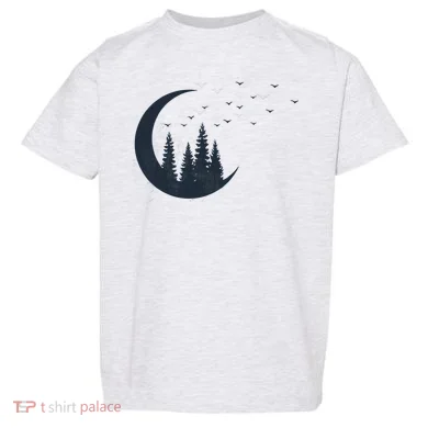 Crescent Moon Flocking Birds Toddler T-Shirt