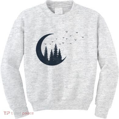 Crescent Moon Flocking Birds Kids Sweatshirt