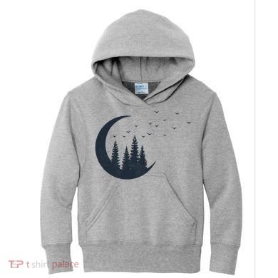 Crescent Moon Flocking Birds Kids Hoodie