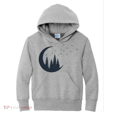 Crescent Moon Flocking Birds Kids Hoodie