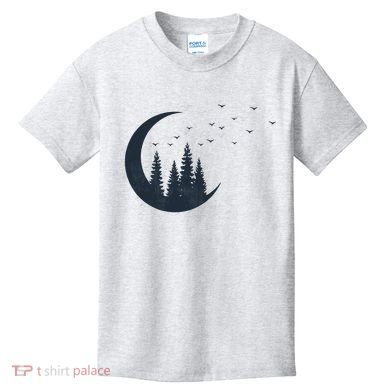 Crescent Moon Flocking Birds Kids T-Shirt