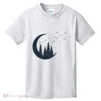 Crescent Moon Flocking Birds Kids T-Shirt thumb 0