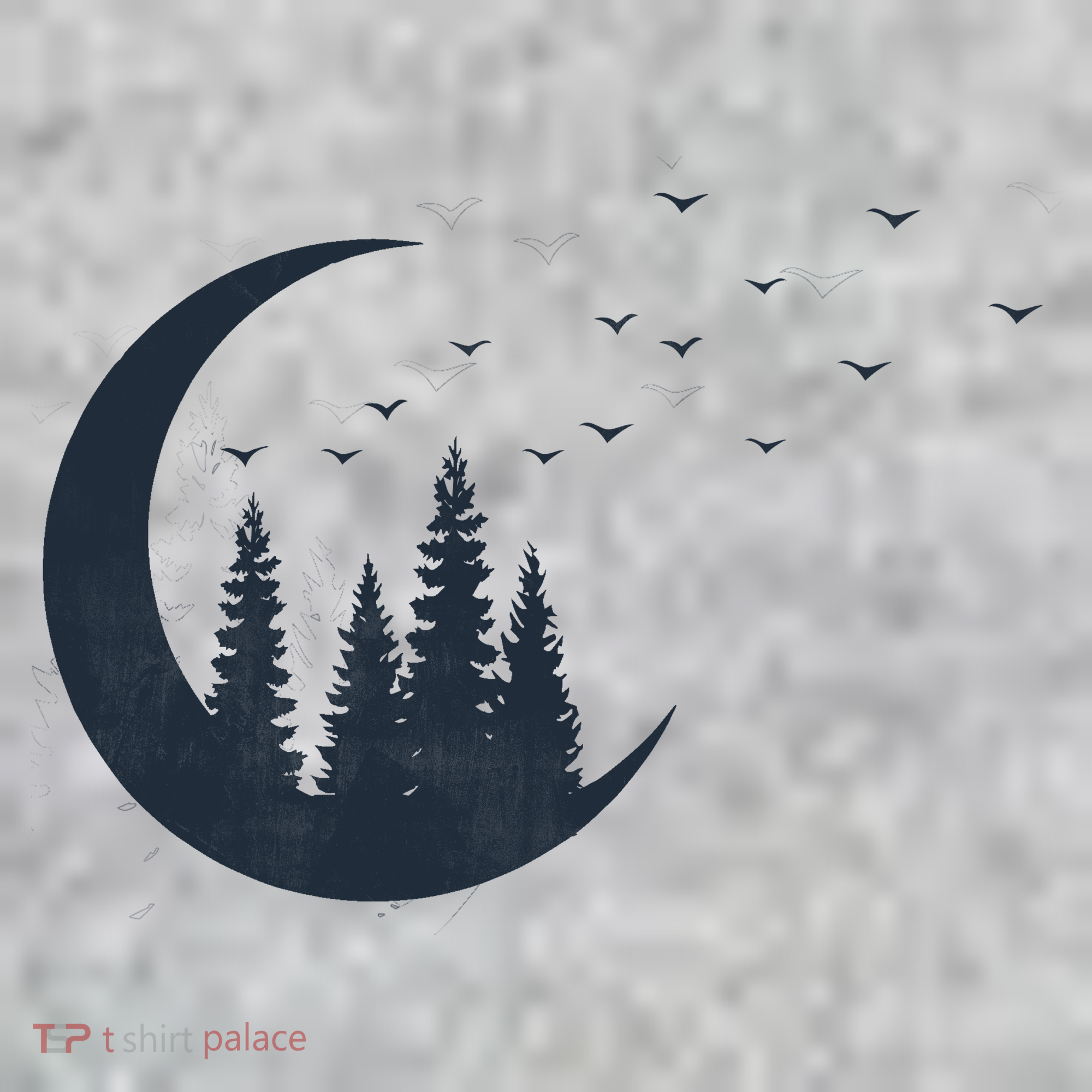 Crescent Moon Flocking Birds Kids T-Shirt