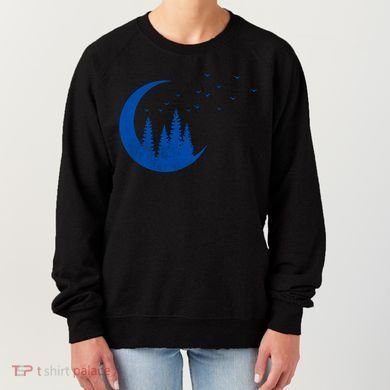 Crescent Moon Flocking Birds Women's Sweatshirt
