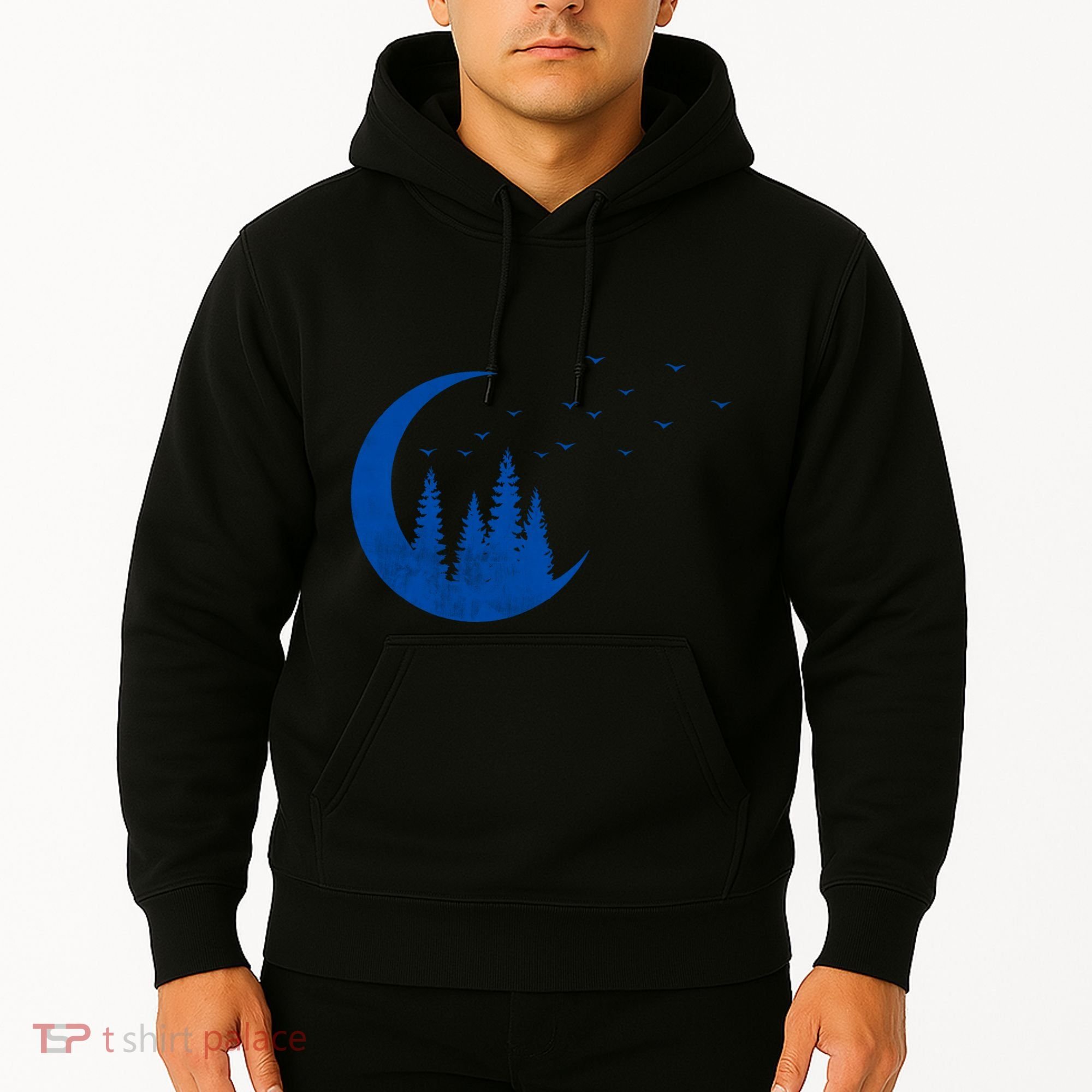 Crescent Moon Flocking Birds Hoodie