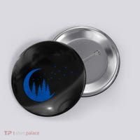 Crescent Moon Flocking Birds Button thumb 0