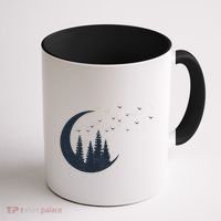 Crescent Moon Flocking Birds Coffee Mug thumb 1