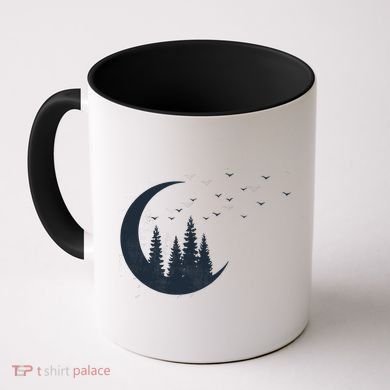 Crescent Moon Flocking Birds Coffee Mug