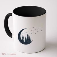 Crescent Moon Flocking Birds Coffee Mug thumb 0