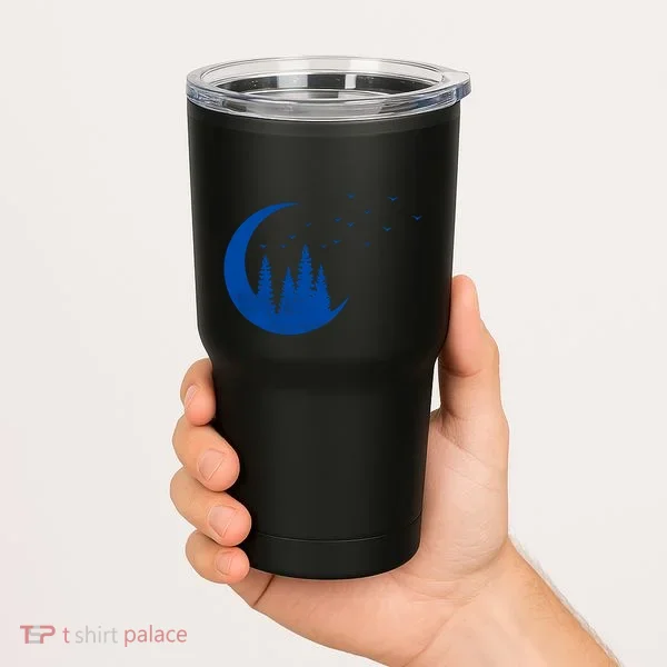 Crescent Moon Flocking Birds Tumbler