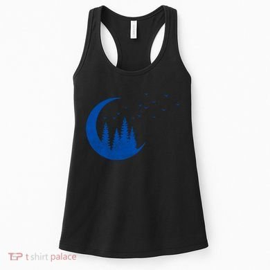 Crescent Moon Flocking Birds Women's Tank Top