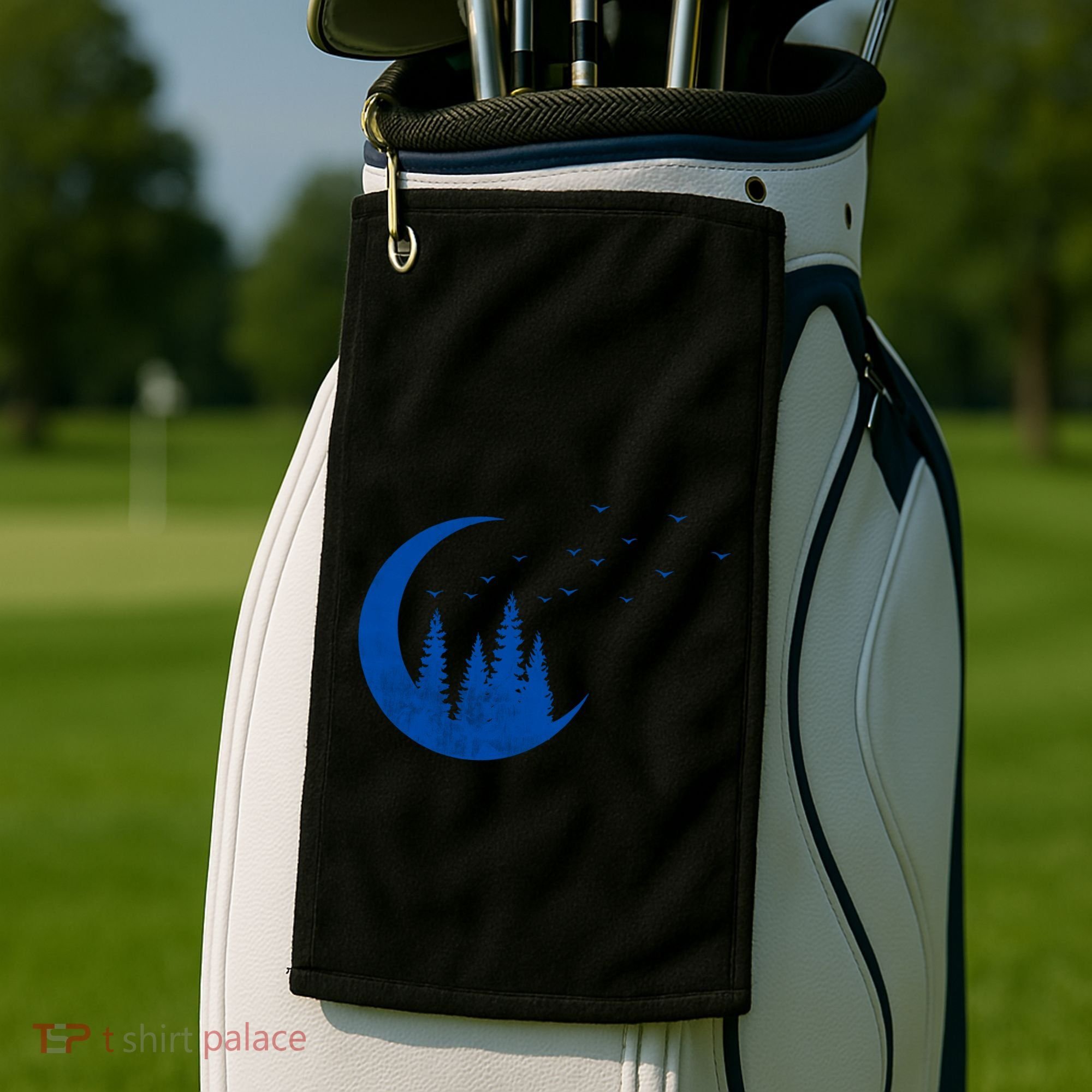 Crescent Moon Flocking Birds Golf Towel