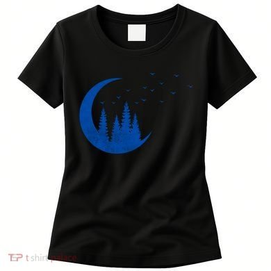 Crescent Moon Flocking Birds Women's T-Shirt