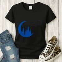 Crescent Moon Flocking Birds Women's T-Shirt thumb 3
