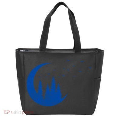 Crescent Moon Flocking Birds Tote Bag