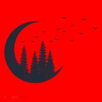 Crescent Moon Flocking Birds Santa Hat thumb 1