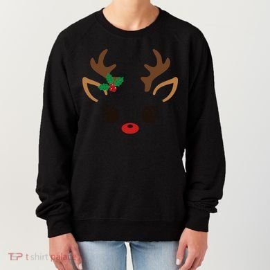 Cute Reindeer Face Christmas Women's Sweatshirt