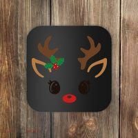 Cute Reindeer Face Christmas Coaster thumb 0