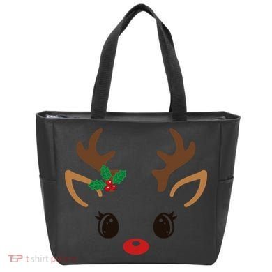 Cute Reindeer Face Christmas Tote Bag