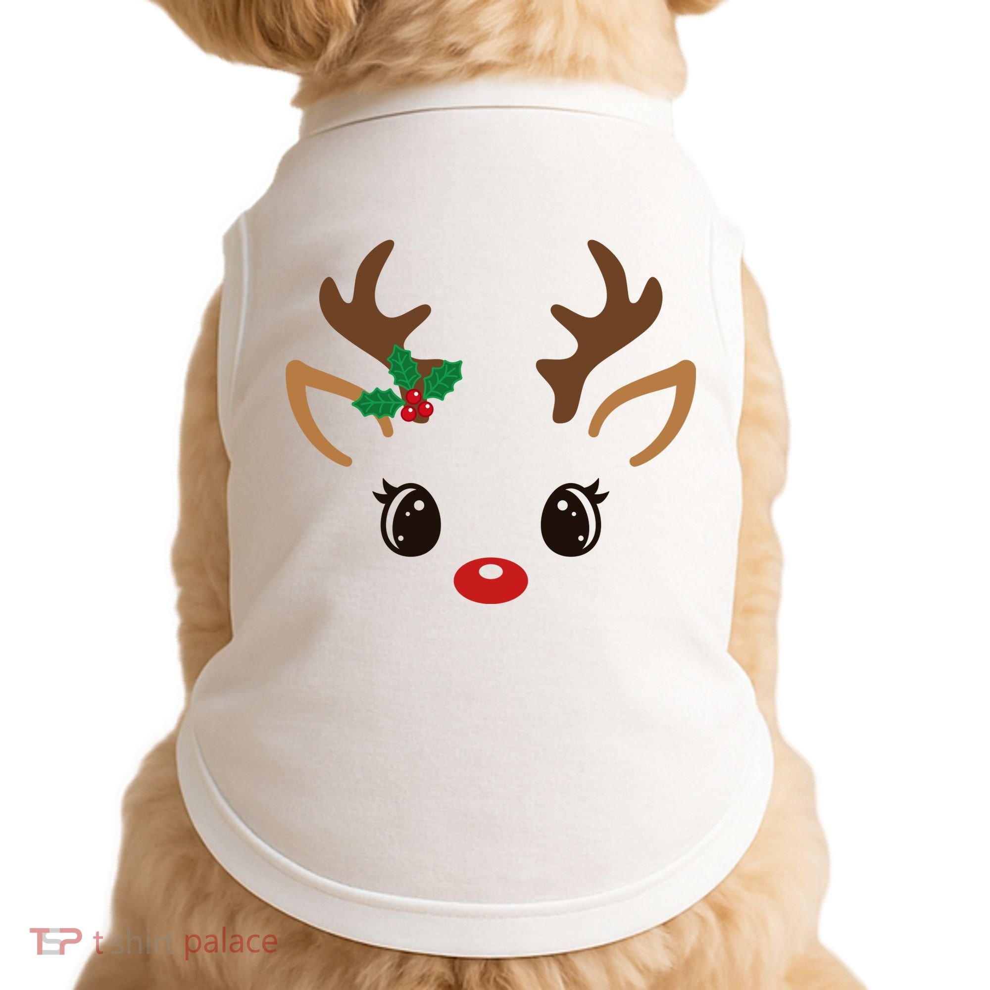 Cute Reindeer Face Christmas Doggie Tank