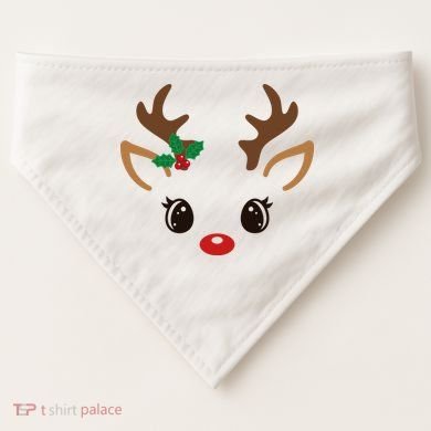 Cute Reindeer Face Christmas USA-Made Doggie Bandana