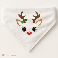 Cute Reindeer Face Christmas USA-Made Doggie Bandana thumb 0