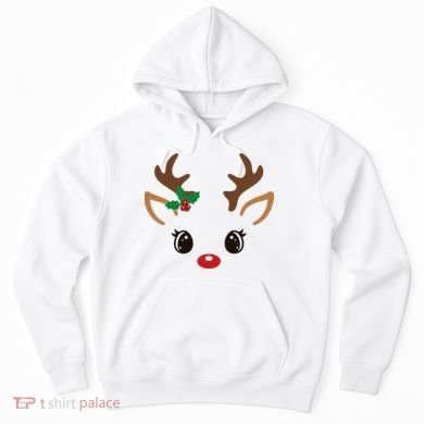 Cute Reindeer Face Christmas Hoodie
