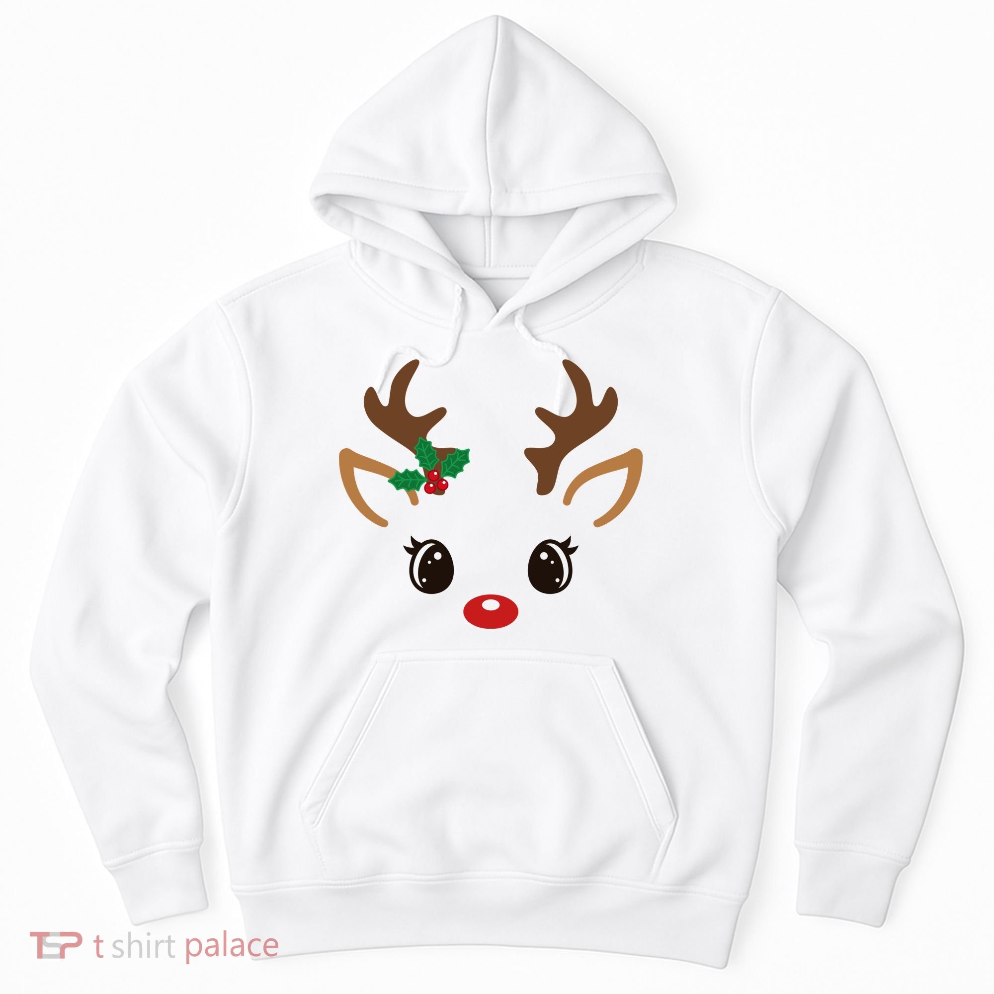 Cute Reindeer Face Christmas Hoodie