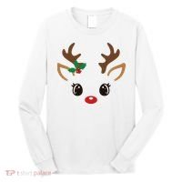 Cute Reindeer Face Christmas Long Sleeve Shirt thumb 0