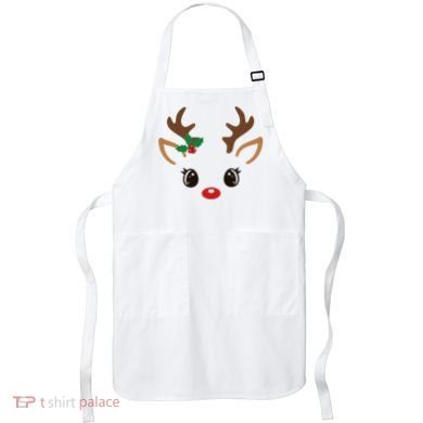 Cute Reindeer Face Christmas Apron