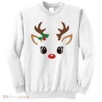 Cute Reindeer Face Christmas Sweatshirt thumb 0