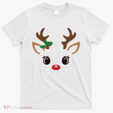 Cute Reindeer Face Christmas T-Shirt
