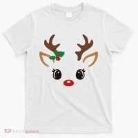 Cute Reindeer Face Christmas T-Shirt thumb 0