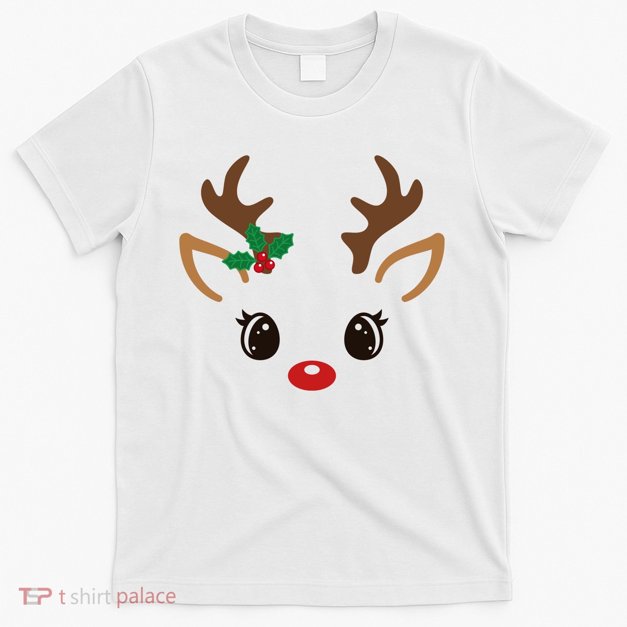 Cute Reindeer Face Christmas T-Shirt