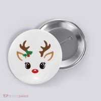 Cute Reindeer Face Christmas Button thumb 0