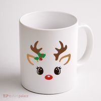 Cute Reindeer Face Christmas Coffee Mug thumb 1
